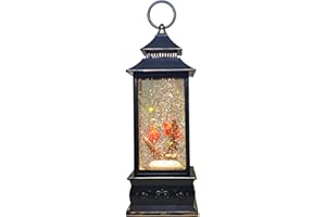 MERRYPULSE Christmas Lantern Snow Globes, Glitter Snowflakes Lantern with Santa Music for Holiday Party Gifts, New Year Decorations Indoor, Battery & USB Powered