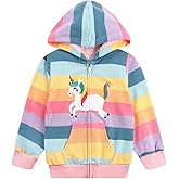 Baby Girl Zip-up Jacket Rainbow Unicorn Cotton Hoodie Sweatshirt Toddler Fall Coat Kids Winter Outfits Outerwear 2t-7t