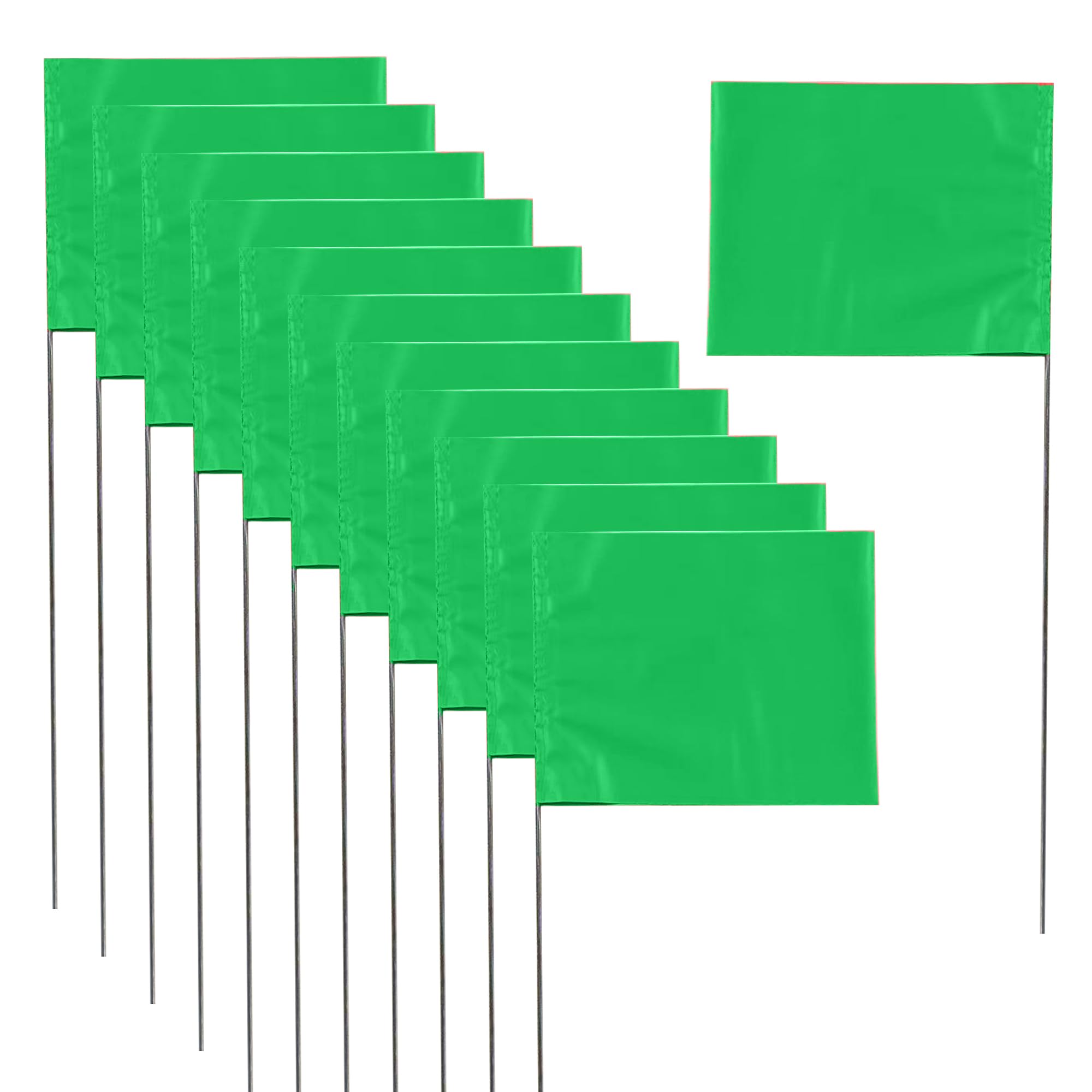 Photo 1 of XIJIXI Marking 30 Pack Yard Flags - 12 x 2.5 x 3.5 Inch Landscape Flags for Lawn, Survey, Sprinkler, Irrigation (Green)