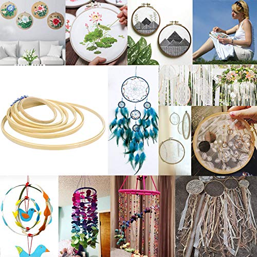 Embroidery Starter Kit Bamboo Embroidery Hoops Set Cross Stitch Hoop Ring Imitated Sewing Scissors 100 Color Embroidery Threads Floss 2 Pieces Aida Cloth Cross Stitch Tools Kit for Sewing