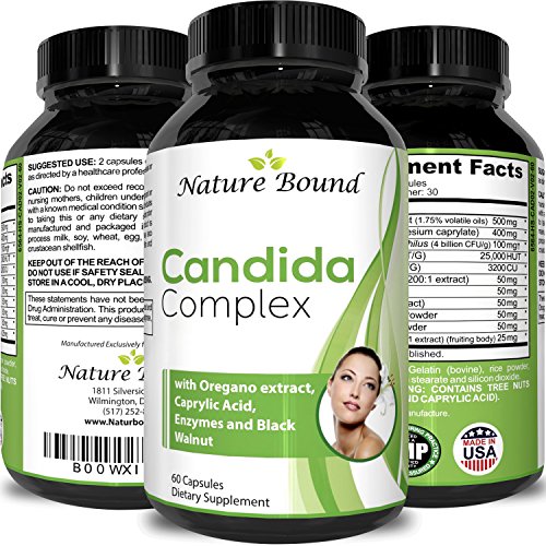 Nature Bound Pure Candida Cleanse with Caprylic Acid & Oregano Extract, Support Internal Wellness, Protease and Cellulase Enzymes Supplement – USA Made