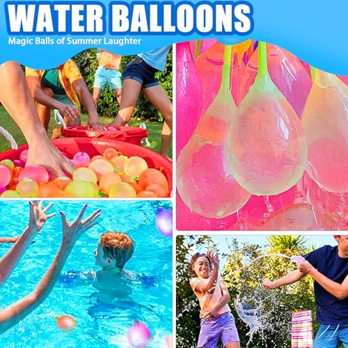 TKGEOUE 666 Water Balloons For Kids Easy Fill With Tap Adapters Bunch o Balloons 1s Rapid-Filling Self-Sealing 100+ In 60s For Water Toys For Kids Outdoor Water Games Beach Pool Party Fight (B)