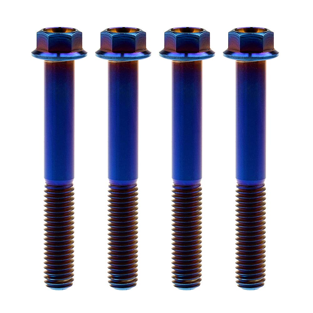 Wanyifa Titanium Hex Small Flange Head Bolt M8 15 20 25 30 35 40 45 50 55 60 65mm x1.25mm Pack of 4 (M8x65mm, Fire Blue)