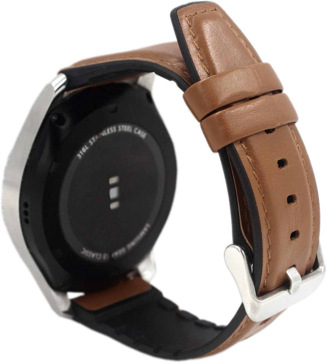 PINHEN Strap for Huawei Watch GT Band - 22mm Leather with Soft Silicone TPU Bracelet Strap for Huawei Watch GT Active, Huawei Watch 2 Classic, Honor Watch Magic (Brown)