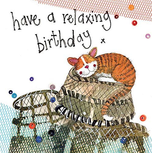 ALEX CLARK Happy Birthday Relaxing Cat Card