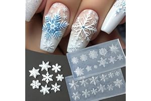 LIFOOST 2PCS Christmas Winter Snowflake Nail Art Silicone Molds Embossed Nail Tools Embossed Three-Dimensional Carvings Manicure Accessories