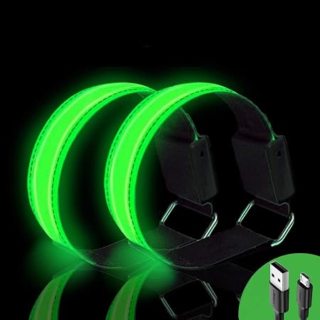 Brazalete LED Recargable - 2 Unidades Con 3 Modos De Luz - Perfecto Para Running, Ciclismo Y Actividades Nocturnas