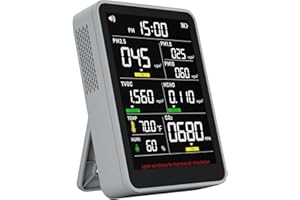 XOOPON 9-in-1 Professional Indoor Air Quality Monitor PM1.0/PM2.5/PM10/CO2/Temperature/Formaldehyde Detector/Humidity TVOC/Time Display Air Quality Tester for Home Office School Portable Air Quality Tester