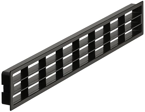 Gedotec Lüftungsgitter schwarz Abluftgitter mit Rastclips & Lamellen | Belüftungsgitter eckig | 458 x 65 mm | Türgitter aus K