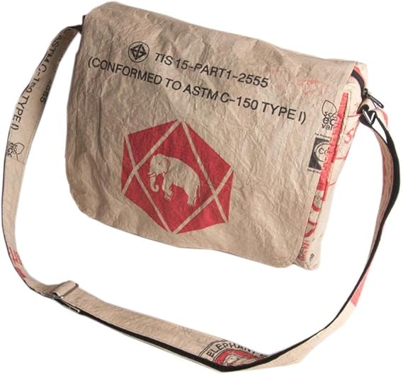 Upcycling Deluxe Umhängetasche Messenger Bagup Zementsack, Elefant