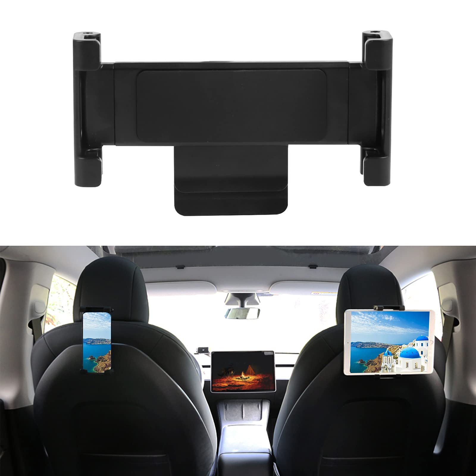 WMLBK Car Tablet Holder, Car Headrest Mount Universal 360° Rotation Holder for Model 3 Model Y Model S Back Seat Compatible with Smartphone Tablets for iPa-d Smartphones, Telescopic Range 6.3" - 11"