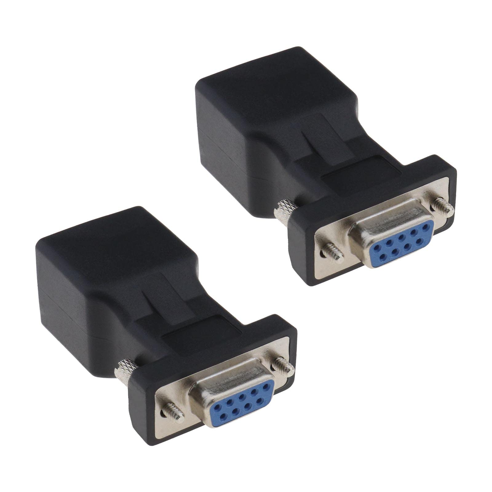 EMSea 2PCS 9-Pin RS232 DB9 to RJ45 Serial Adapter DB9 Female to RJ45 Female Ethernet Converter for Standard 9 Pin D-sub RS-232 Devices Computer Laptop Printer
