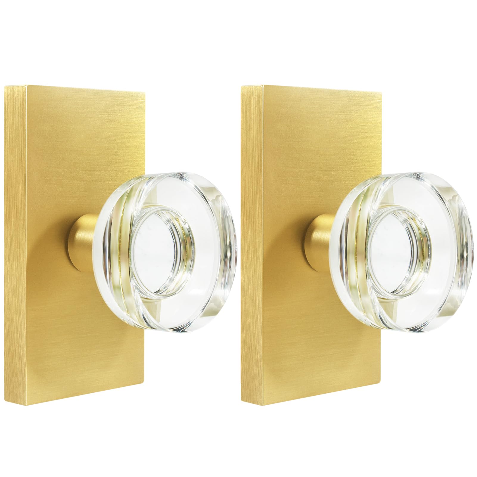 Photo 1 of BonKuDoo 2 Pack Gold Glass Dummy Door Knob Interior, Satin Brass Crystal Dummy Door Knobs Door Handles
