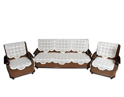 vivek homesaaz Polyester Embossed Printing 5 Seater Kniting Sofa Cover Set -10 Pieces