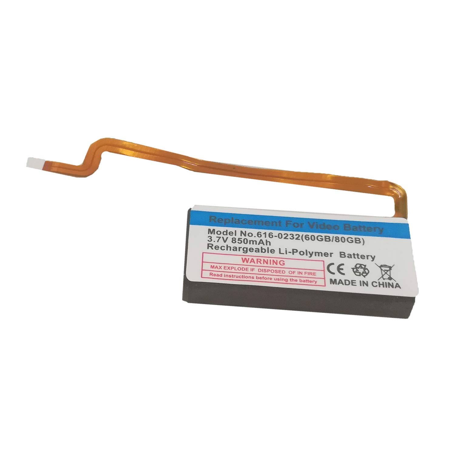 6160232 B5LAA Battery Replacement for Apple iPod 5th Generation 80G Battery 5th Generation 60G 5th Generation 80G Video 60G(3.7V 850mah)