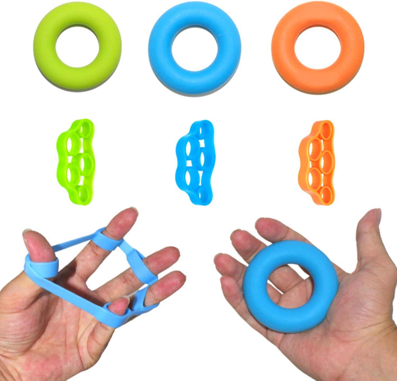 6 PCS Hand Grip Strengthener,Finger Exerciser Set , Grip Strength Trainer,Finger Exerciser Resistance Bands,Relieve Wrist Pain, Carpal Tunnel Relief,Forearm Grip Workout: Sports & Outdoors