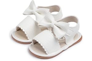 Kannior Infant Boys Girls Sandals Breathable Premium Baby Summer Outdoor Casual Beach Shoes Lightweight Toddler Flower Bowknot Anti Slip Rubber Sole Newborn Prewalker First Crib Shoes