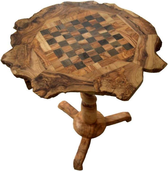 Christmas gift: Olive Wood Rustic Chess Set Board 20" with stand 22"
