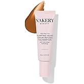 Nakery Full Coverage Foundation for Women - 5 in 1 Plumping Liquid Foundation Makeup - Serum Infused Makeup Foundation Smart Color Adapt with Niacinamide & Hyaluronic Acid for All Skin Types - Deep