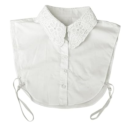 PIXNOR Frauen Floral Dekolleté abnehmbare Kragen halbe Shirt Bluse (weiß)