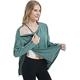 Women's Post-Surgery Shirts Long Sleeve Adaptive Tops with Snap Closure for Shoulder Recovery & Comfort