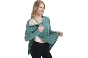 CODIDA Women's Post-Surgery Shirts Long Sleeve Adaptive Tops with Snap Closure for Shoulder Recovery & Comfort