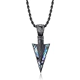 TALYKONG Arrowhead Necklace for Men Arrow Pendant Abalone Shell Viking Necklace Jewelry Gifts for Men Women