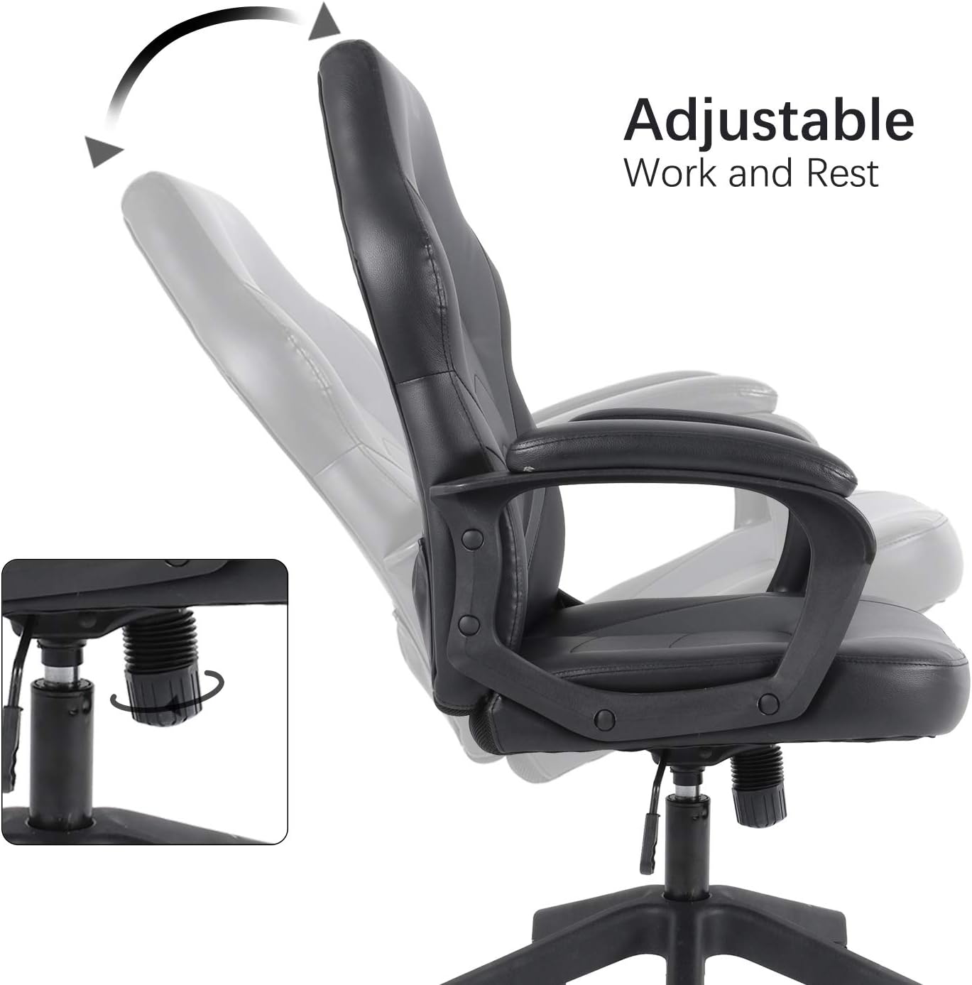 SMUGCHAIR Racing Gaming Chair Executive Bonded Leather Computer Office Chair with Adjustable Height and Padding Armrest: Furniture & Decor