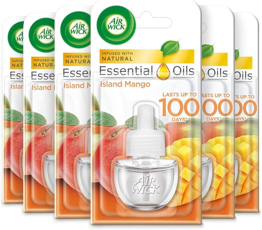 Air Wick |Island Mango|Plug In Electrical Air Freshener Refills| 19ml |Pack of 6 |Lasts up to 600 days