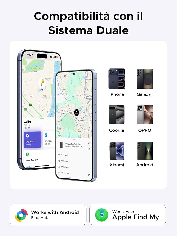FineTrack Slim Duo 2 Supporto iOS Find My o Android Find Hub 1.9MM