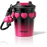 SDGA+ 12 OZ Travel Coffee Mug with Lid Spill Proof Leak Proof, Stainless Steel Thermal Coffee Tumbler for Hot and Cold, Resuable Insulated Coffee Cup For Women, Black and Pink