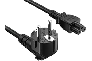 Cable Leader 6ft CEE 7/7 to IEC320 C5 Right Angle European Schuko Power Cord for Notebook 18AWG 10A/250V, 3-Prong European Travel Plug, Power Cord for Type C Outlet Italy Spain Germany France EU