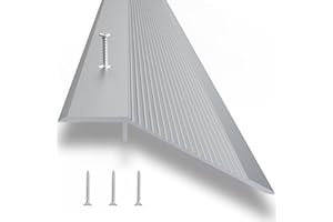 NEICAGNE Aluminum Floor Transition Strip - Threshold Ramps for Doorways, 36in New Gray with 3M Adhesive Backing and Screws, Doorway Edge Trim Suitable for Threshold Height Less Than 1.6 Inch