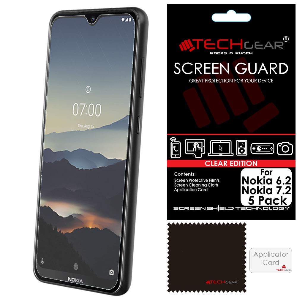 TECHGEAR [5 Pack] Screen Protectors for Nokia 6.2, CLEAR LCD Film Screen Protectors Cover Guards Compatible with Nokia 6.2