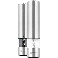 Zelancio Electric Salt and Pepper or Spice Grinder Set | Battery Powered One Touch Grind | Set of 2 Mills