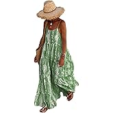 PRETTYGARDEN Women Summer Dresses 2026 Spaghetti Strap Scoop Neck Floral Maxi Dress Flowy Boho Long Sundress with Pockets