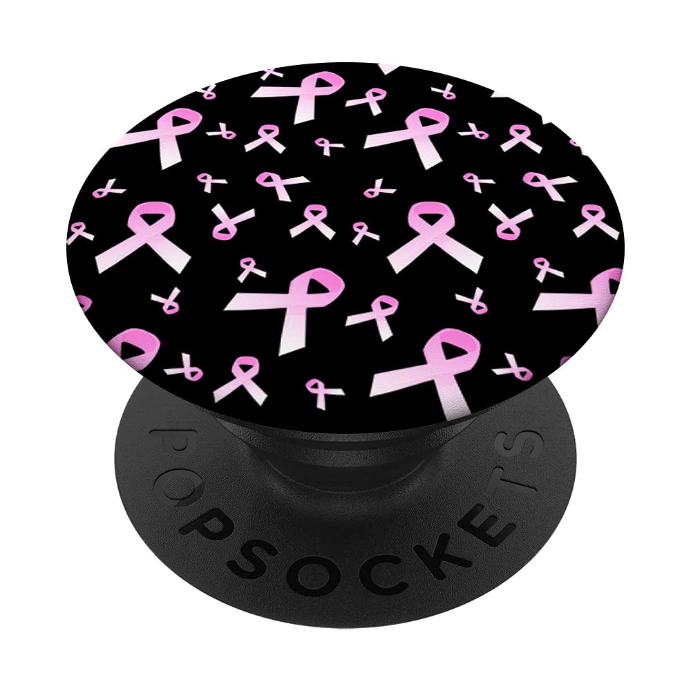 Pink Ribbon Pattern Mestastatic Breast Cancer Awareness PopSockets Swappable PopGrip