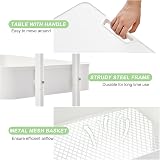 Urackify 3-Tier Metal Rolling Storage Cart with Plastic Top - White view 3