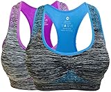 Women's Seamless Sports Bra High Impact Pocket Yoga Bras L 2-Pack