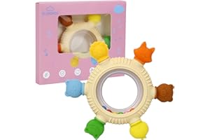 Baby Teething Toys for 0-6 Months,Babies Rattle Teether Sensory Toy for Baby 6-12 Months,Ring Teether Infant Toys for Babies 