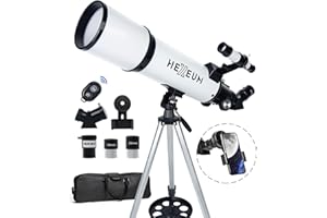 HEXEUM Telescope 80mm Aperture 600mm - Astronomical Portable Refracting, Fully Multi-Coated High Transmission Coatings AZ Mount with Tripod Phone Adapter, Wireless Control, Carrying Bag