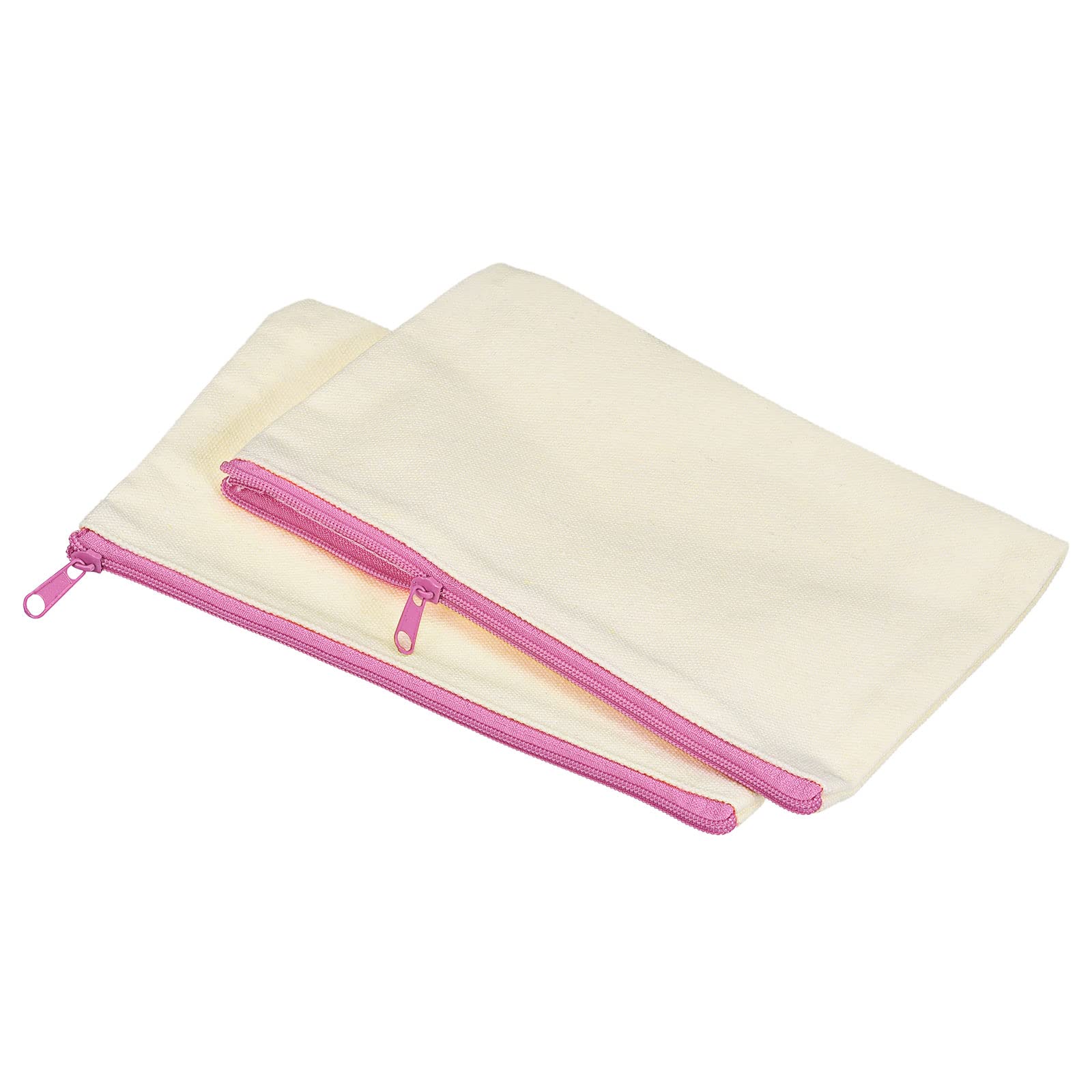 PATIKIL Canvas Zipper Pouch, 4 Pack Blank Zip DIY Bags Pencil Case Plain Craft Storage Pocket for Travel Organizing Accessory, Pink