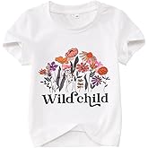 Toddler Baby Girls Flower Shirt Cute Wild Child Flower Short Sleeve T-Shirt Kids Wildflower Graphic Summer Tees Top