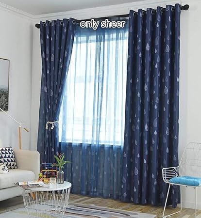 Amazon Com Tiyana 1 Pair Blue Sheer Curtains For Bedroom 96 Inch