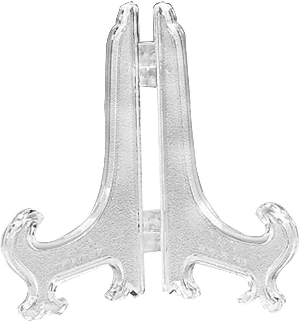 DBCY 5" Clear Plastic Easels or Plate Holders - Pkg of 4 Easels to Display Plates, Pictures or Other Items