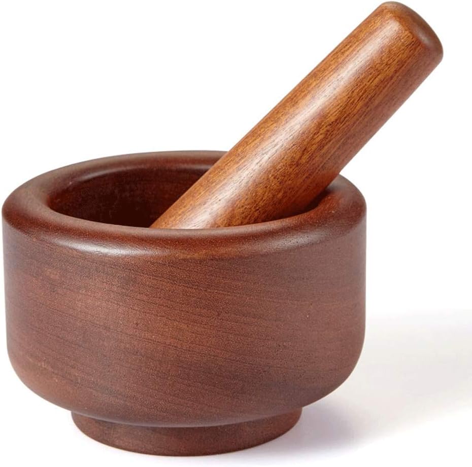 Food Processor/Food Grinder – Mortar And Pestle Spice Grinder Pill Crusher Garlic Crusher Home Kitchen Manual Wood Pressing Garlic Pepper Crusher Ebony Wood Whole Wood