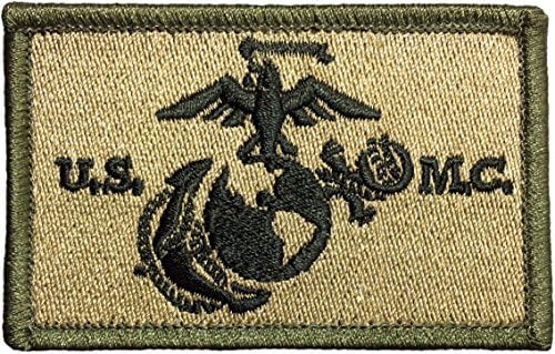 USMC United States Marine Corps EGA Eagle Globe Anchor Tactical Morale Embroidered Applique Hook & Loop Touch Fastener Patch - Multitan (TACT-USMC-MULT)