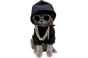 QWINEE 3Pcs Dog Hoodie Cat Apparel Dog Custume Set with Necklace and Sunglasses Pet Clothes for Puppy Small Medium Dogs Cats Multicolor M