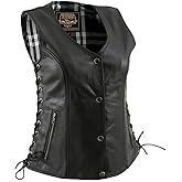 Milwaukee Leather Women's Black Premium Leather Motorcycle Biker Rider Vests - Medium