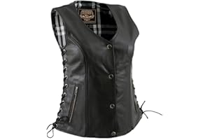 Milwaukee Leather Women's Black Premium Leather Motorcycle Biker Rider Vests - Large
